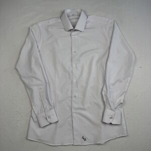 State and Liberty Shirt Mens 40 White Stretch Long Sleeve Dress Button Collar